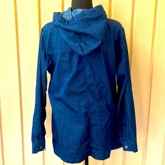 Denim Navy Blue Hooded Stylish Pretty Jacket with Pockets - Picture 6 of 11